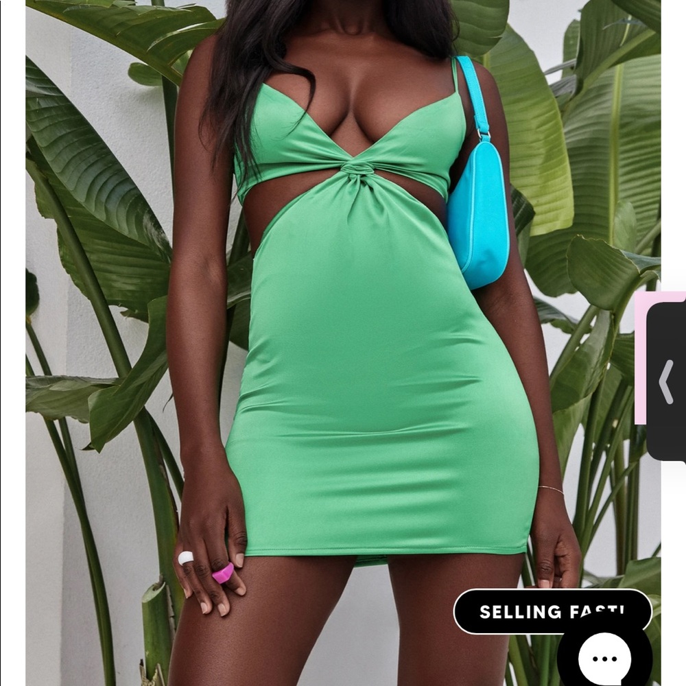 Green Cutout Mini Dress